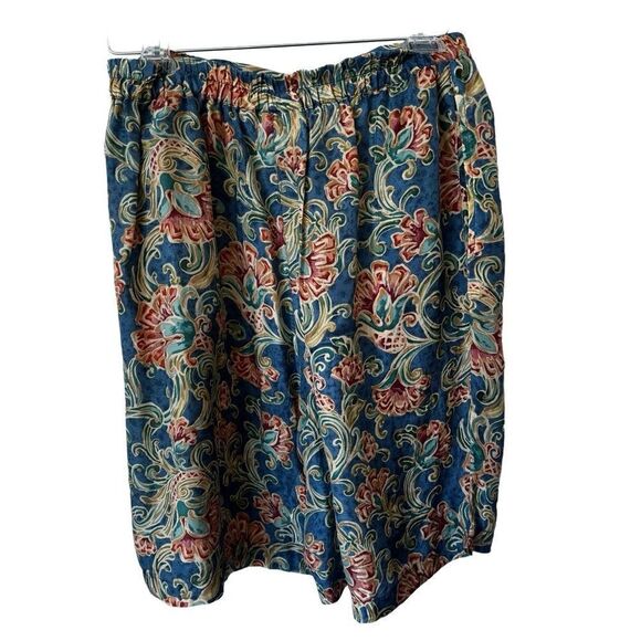 Y2K Silk Xposure Shorts Paisley Blue Red High Waist Elastic SZ S - Picture 2 of 15